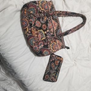 Vera Bradley shoulder bag and matching wallet. Brown paisley print. Great condit